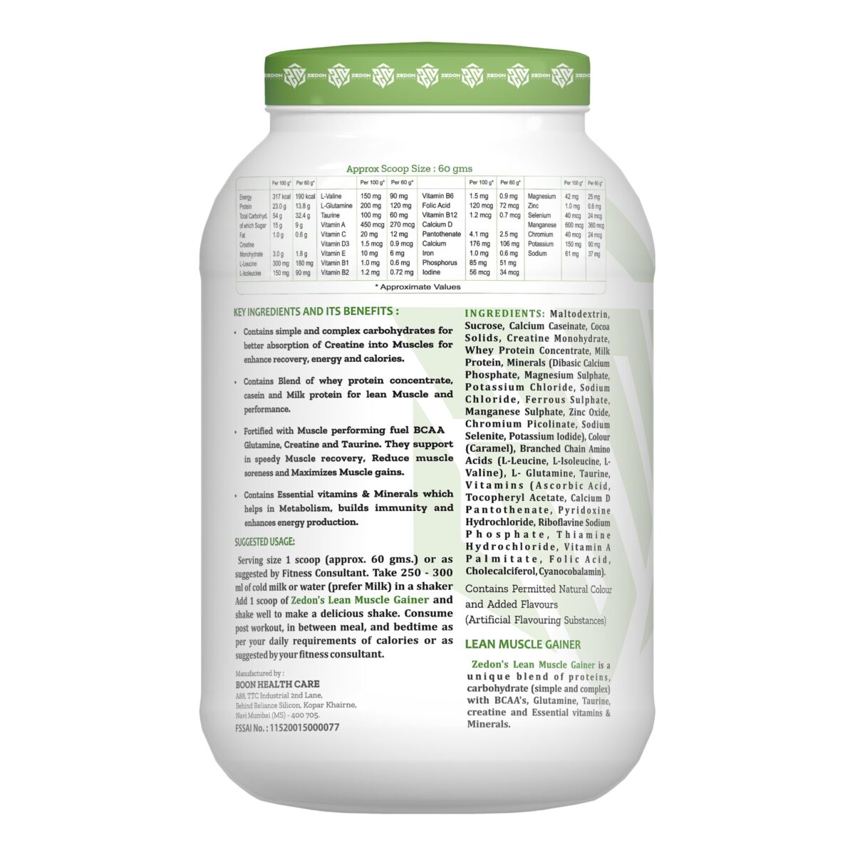 Zedon Lean Muscle Gainer Whey Protein – Advanced Formula for Lean Mass, Strength & Recovery - Image 2